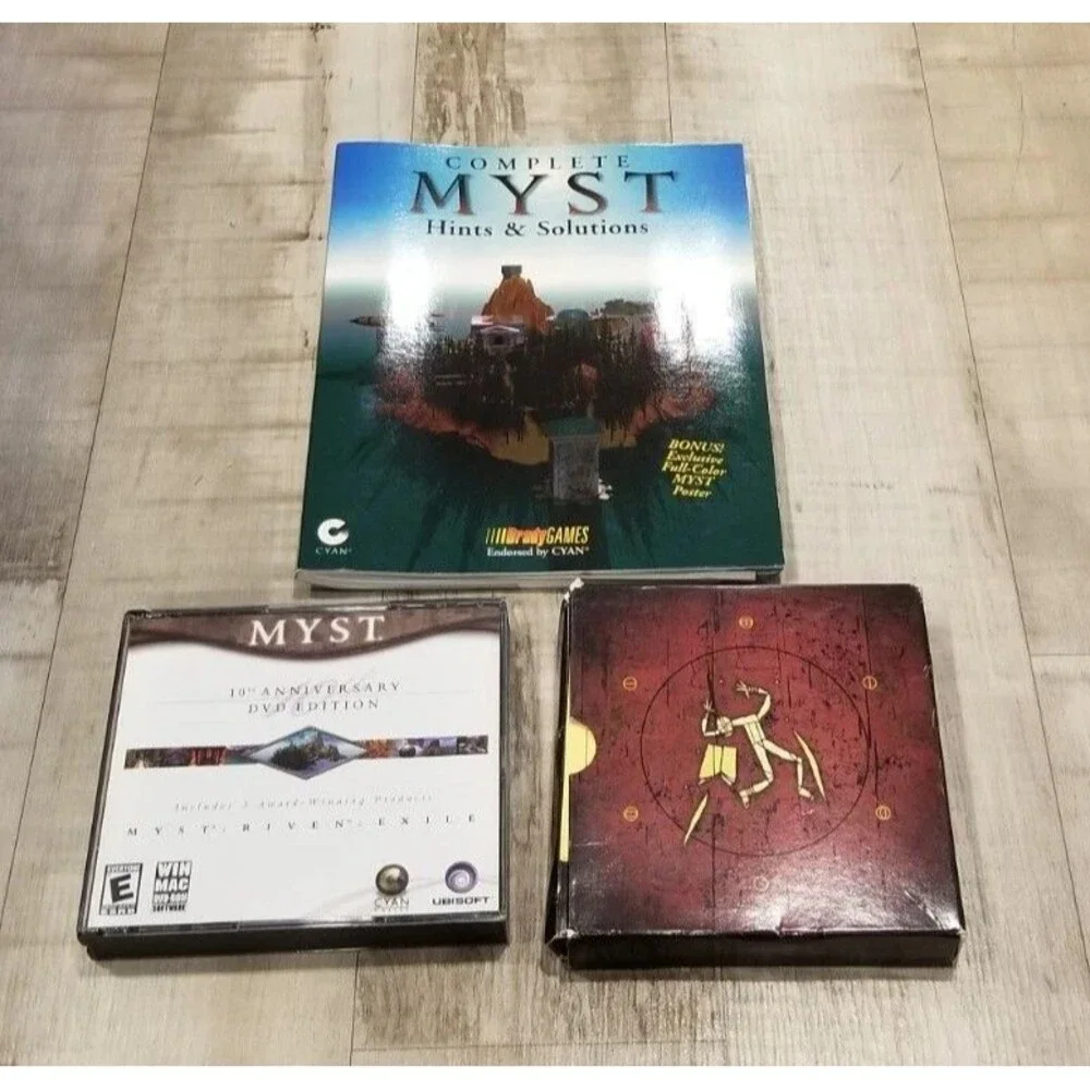 Lot Of 3 MYST 10th Anniversary DVD RIVEN Hints And Solutions Official Guide PC